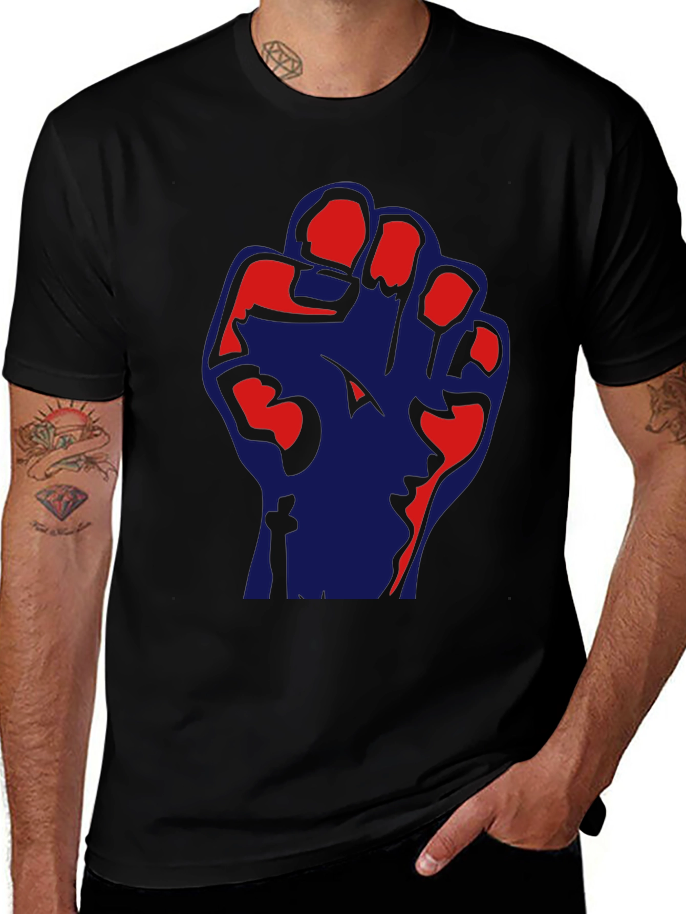 Political Fist Graphic Black T-Shirt