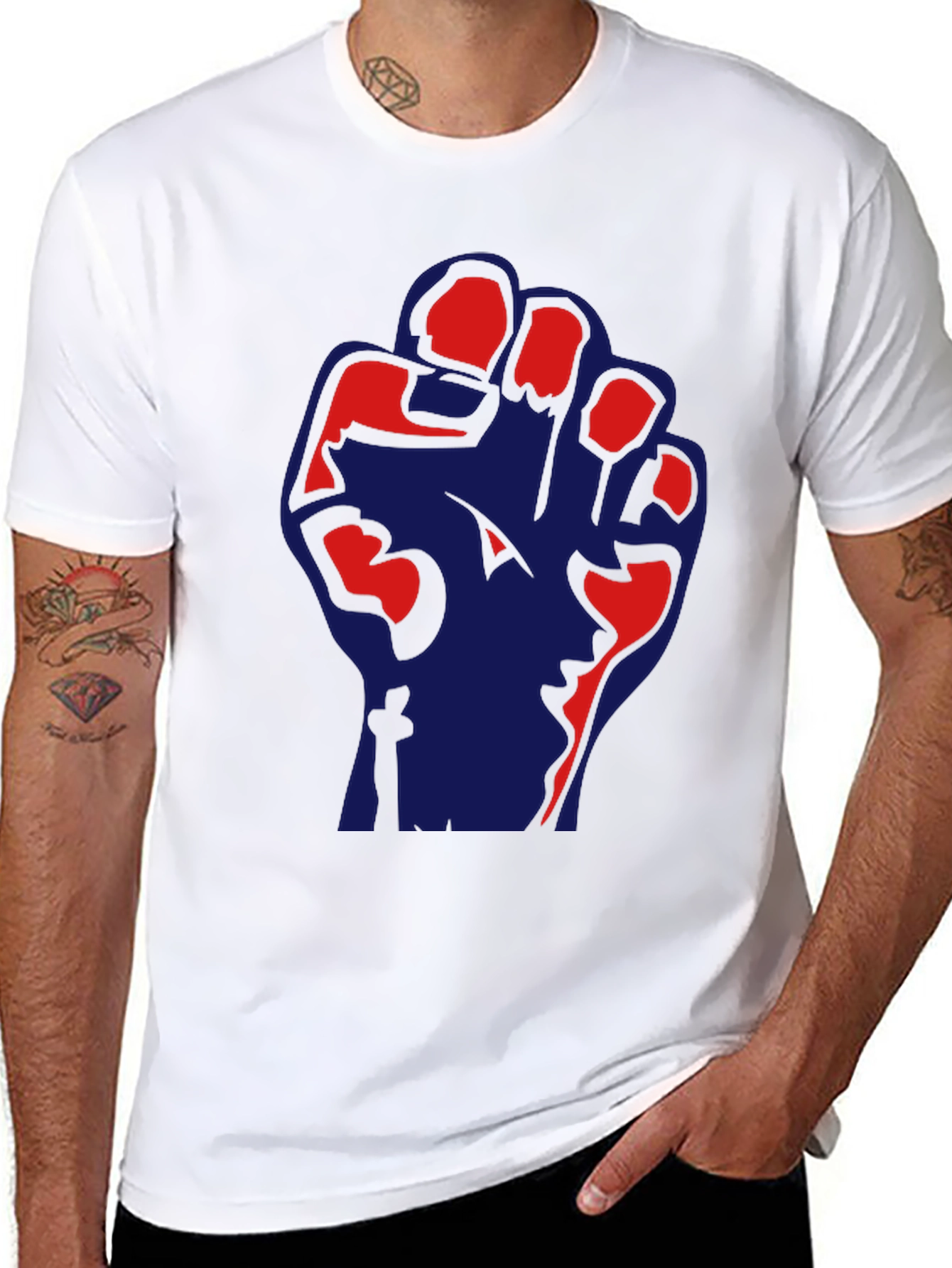 Political Fist Graphic Black T-Shirt