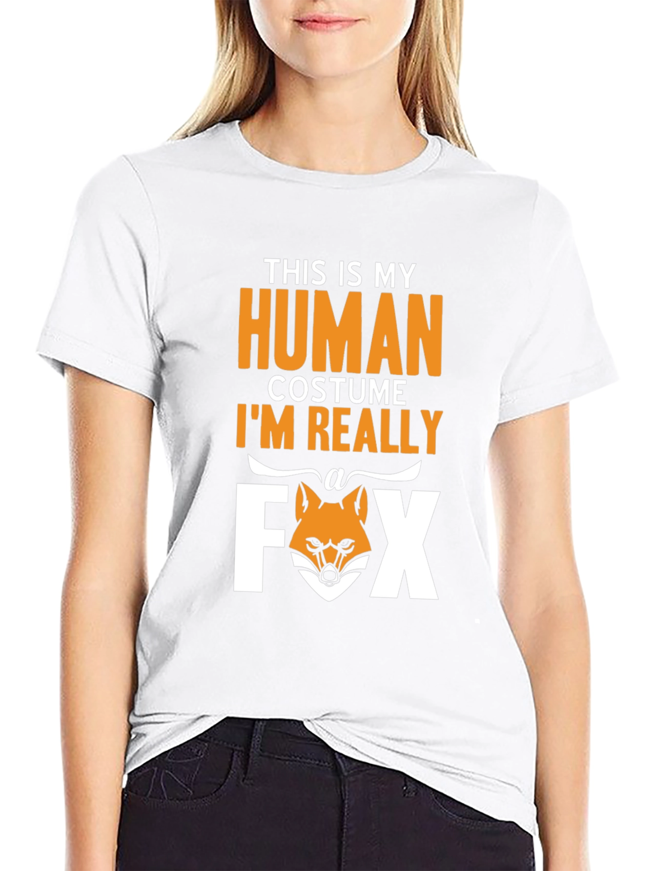 Funny Human Costume Fox T-Shirt - Halloween Tee