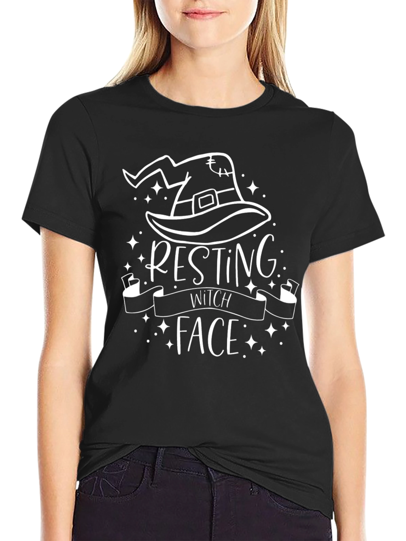 Resting Witch Face Graphic T-Shirt - Halloween Tee