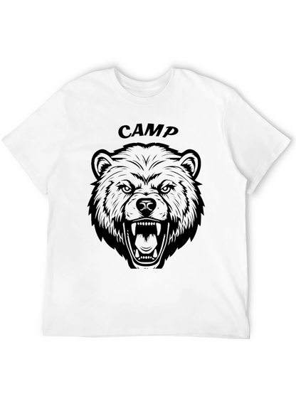 Camp Bear Graphic Tee - Black Cotton T-Shirt