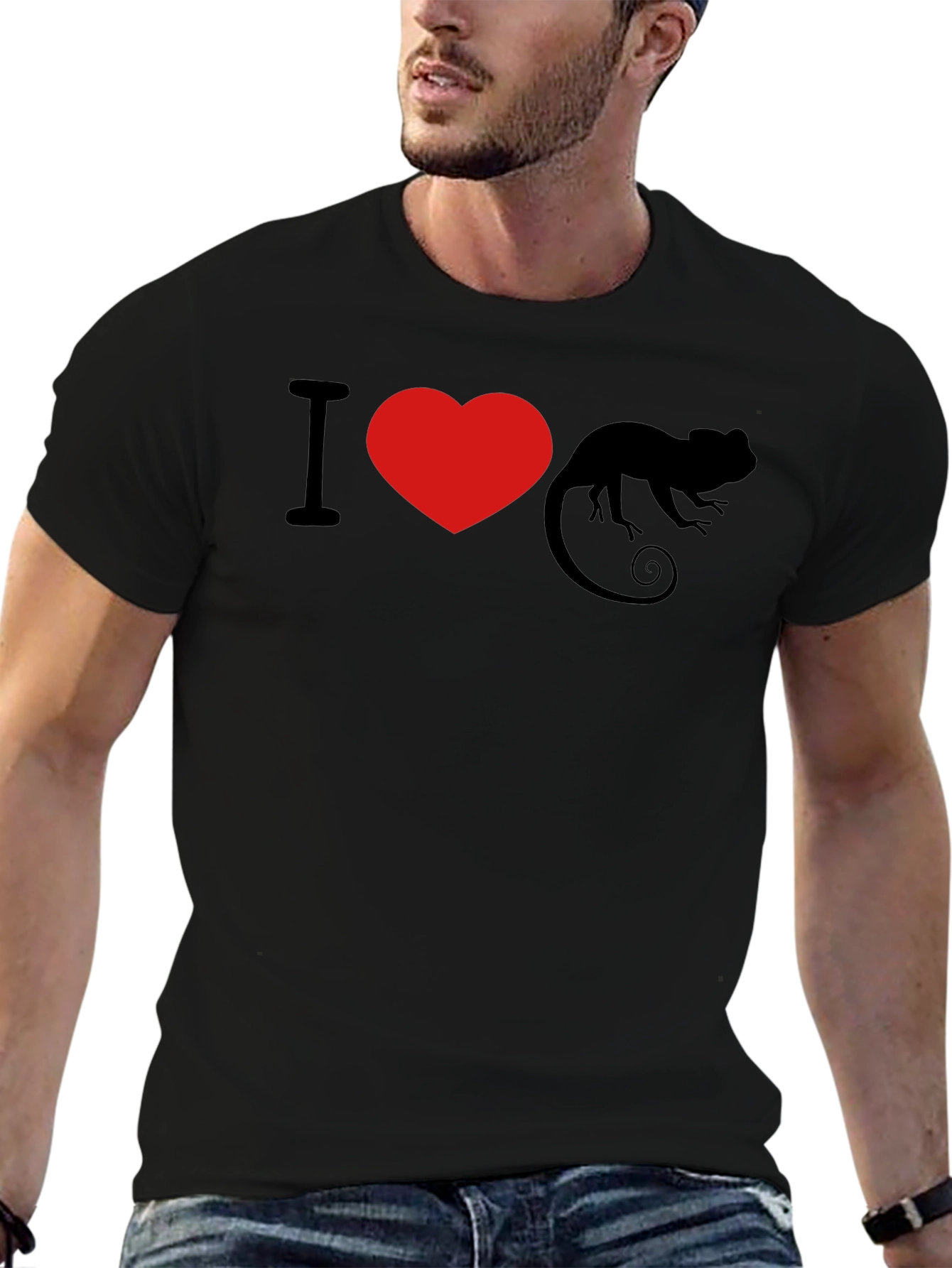 I Heart Chameleon Black T-Shirt
