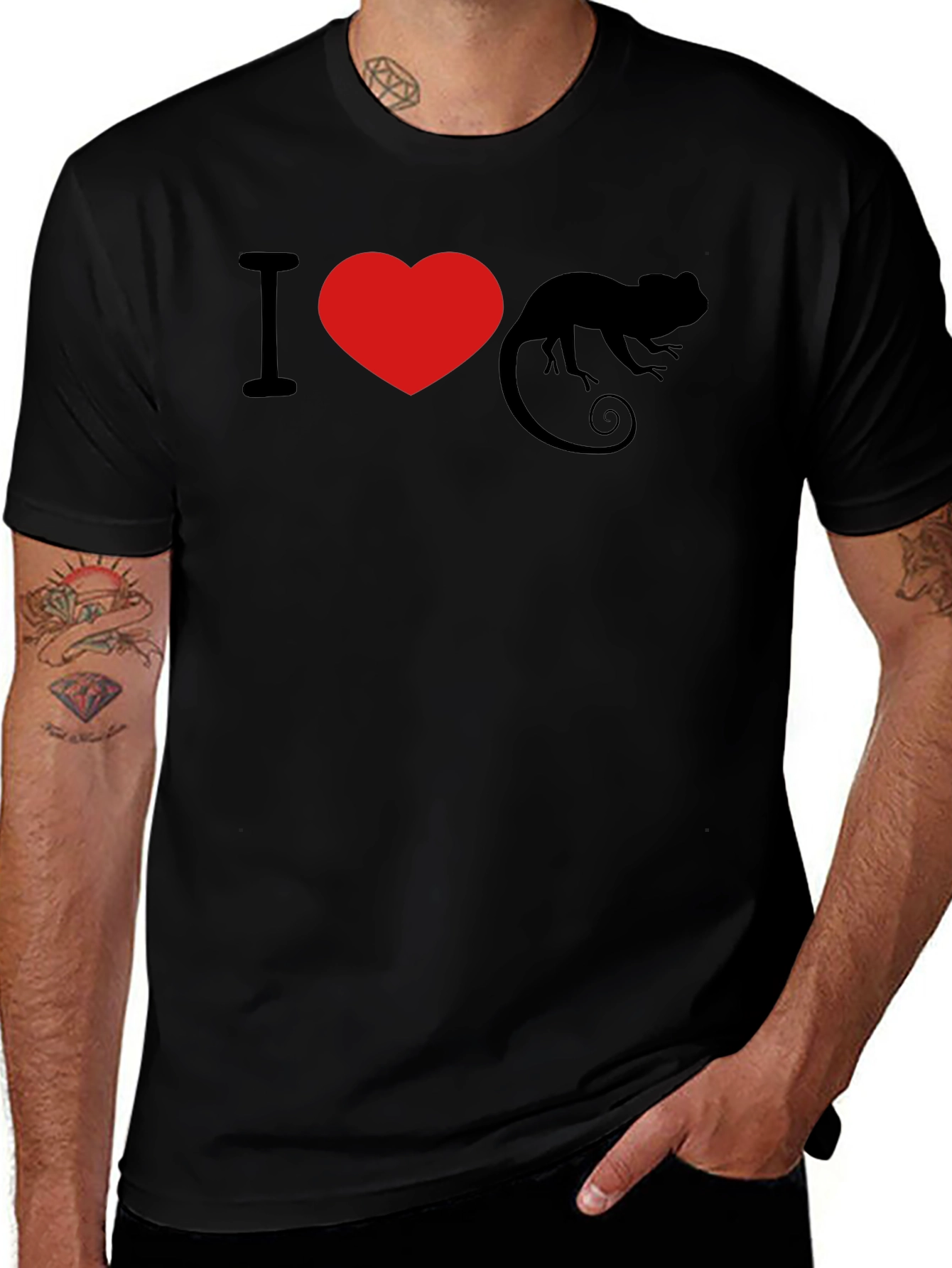 I Heart Chameleon Black T-Shirt