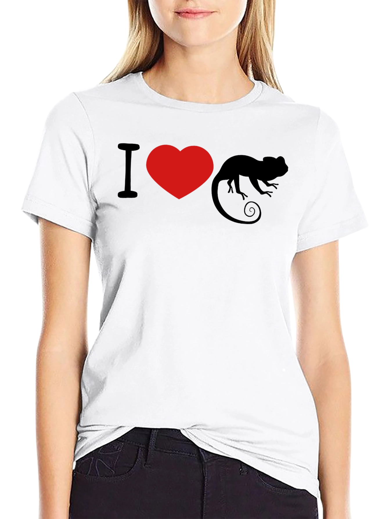 I Heart Chameleon Black T-Shirt