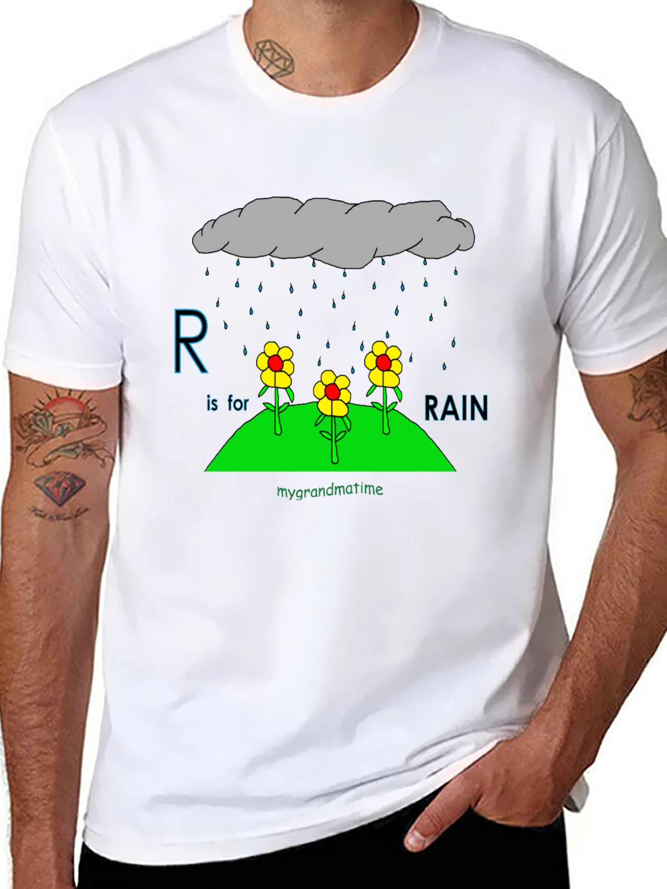 R is for Rain Black T-Shirt