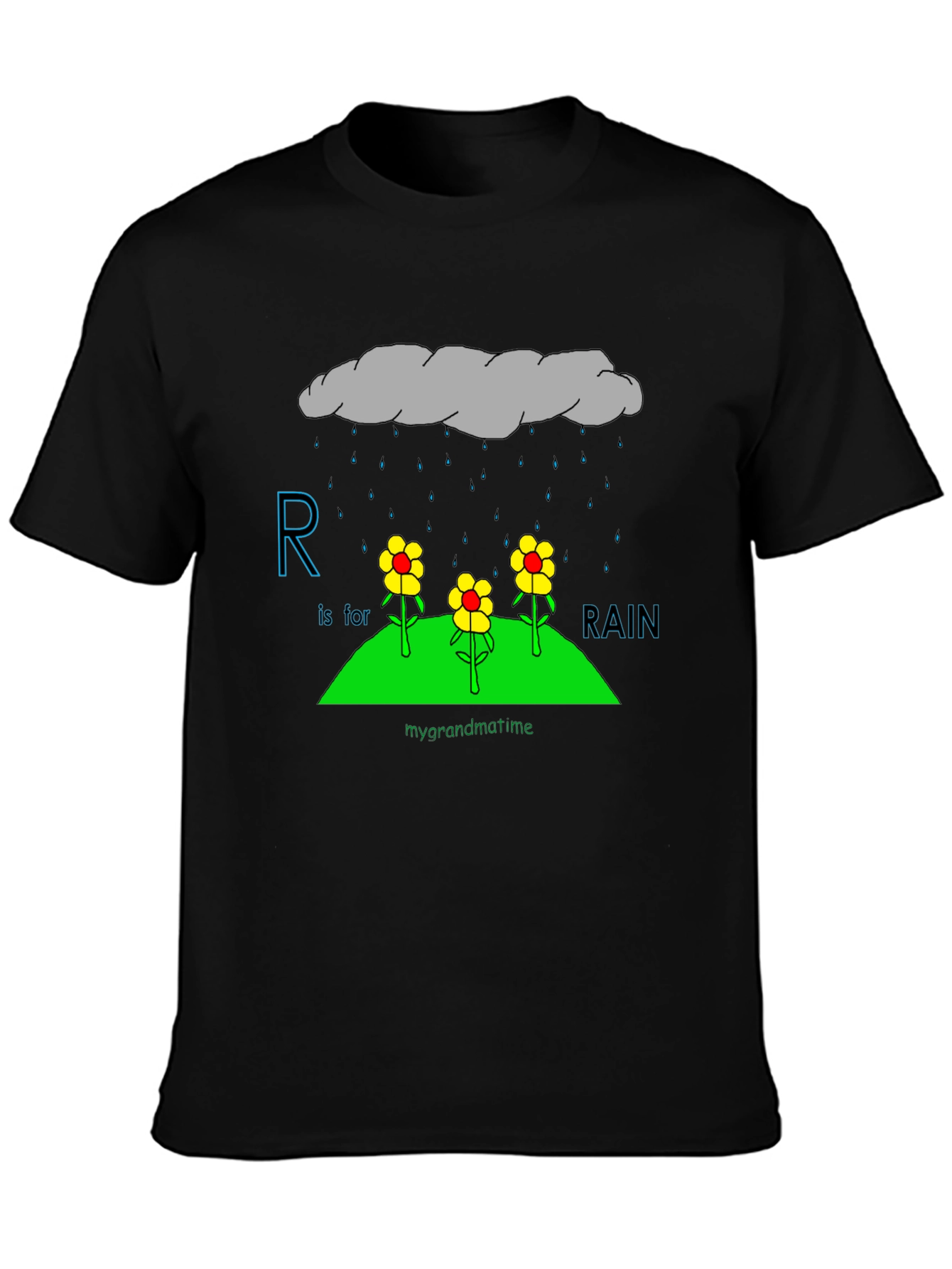 R is for Rain Black T-Shirt