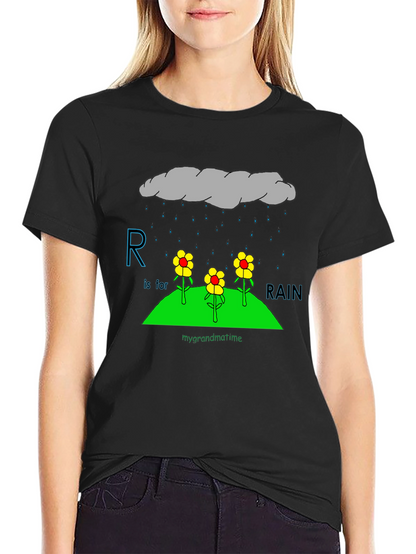 R is for Rain Black T-Shirt