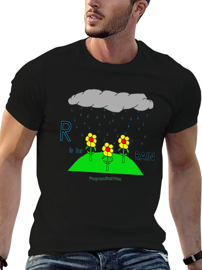 R is for Rain Black T-Shirt