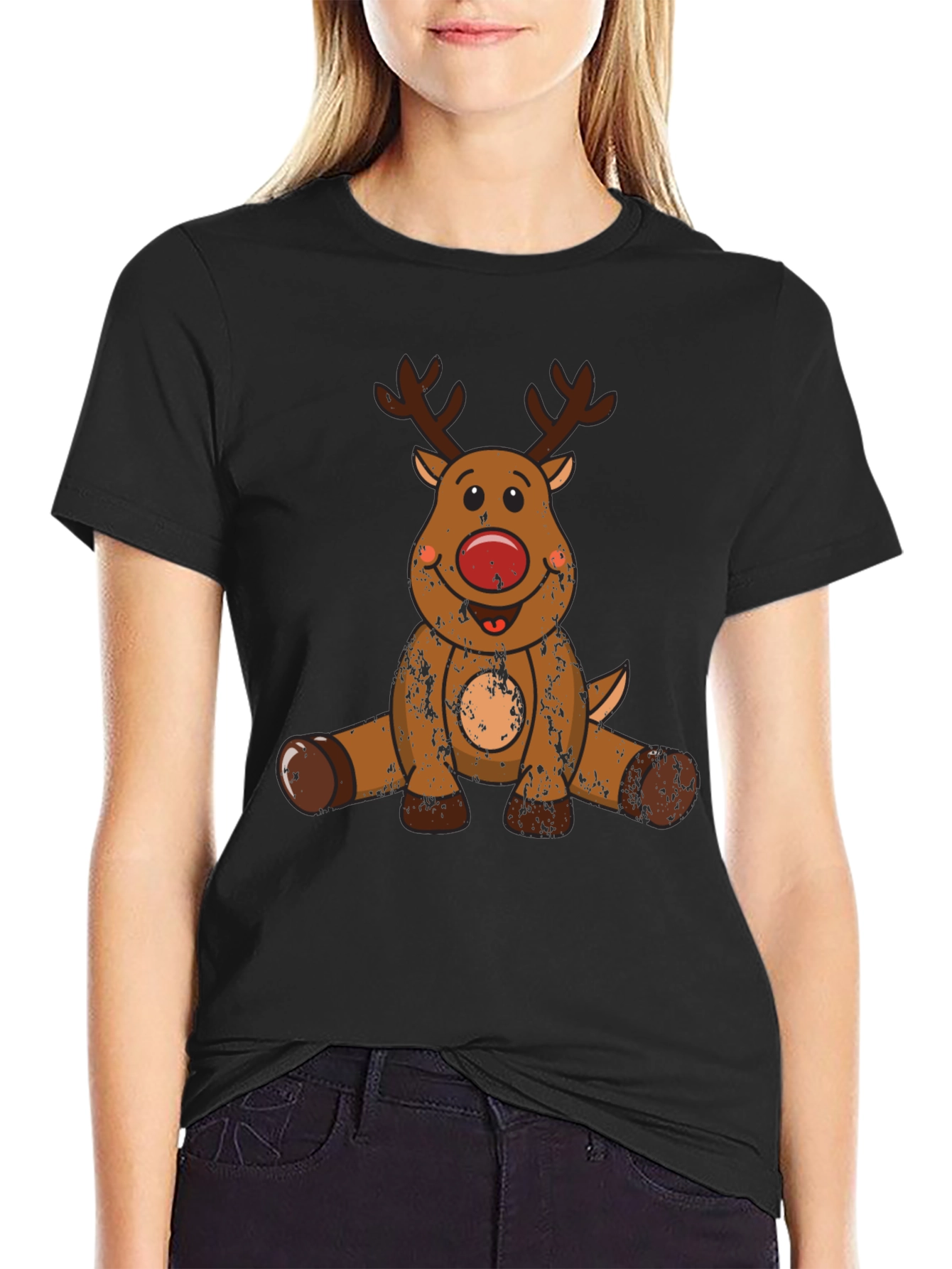 Rudolph Reindeer Graphic Tee - Black
