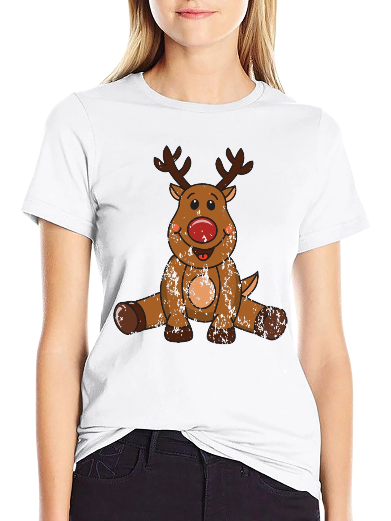 Rudolph Reindeer Graphic Tee - Black