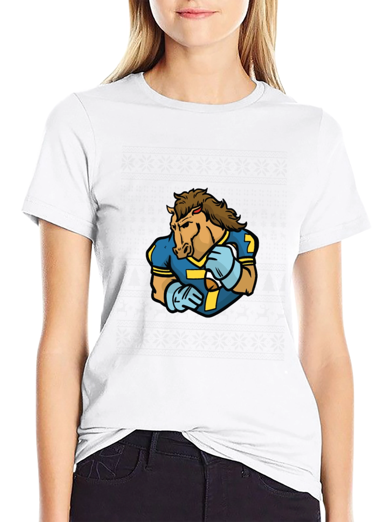 Horse Football Player Graphic T-Shirt