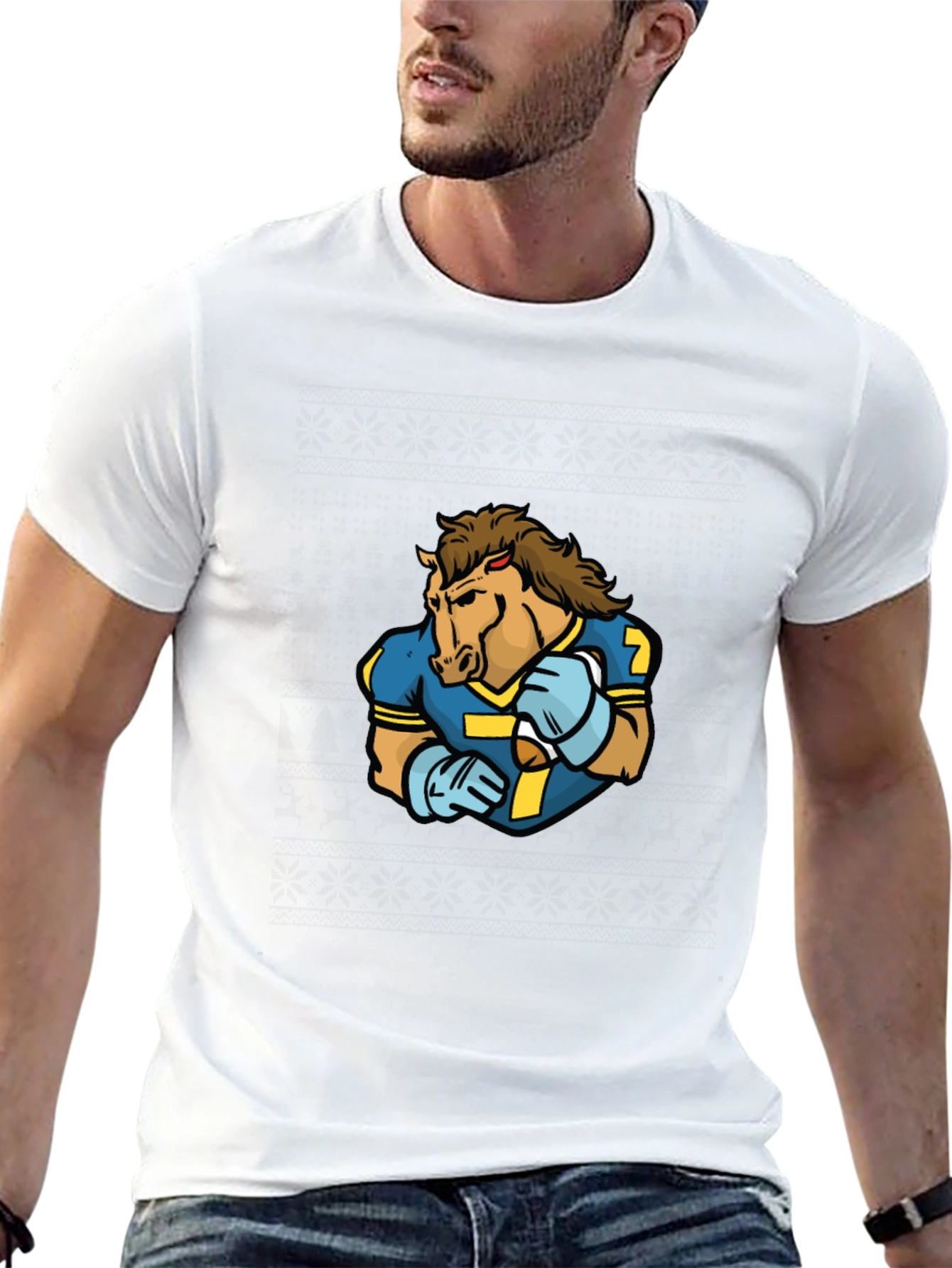 Horse Football Player Graphic T-Shirt