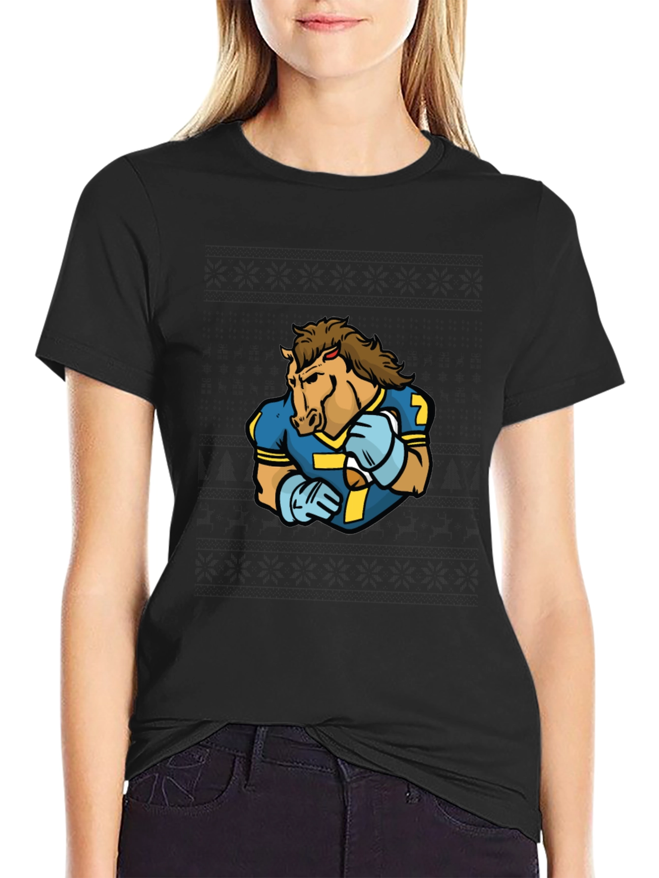 Horse Football Player Graphic T-Shirt