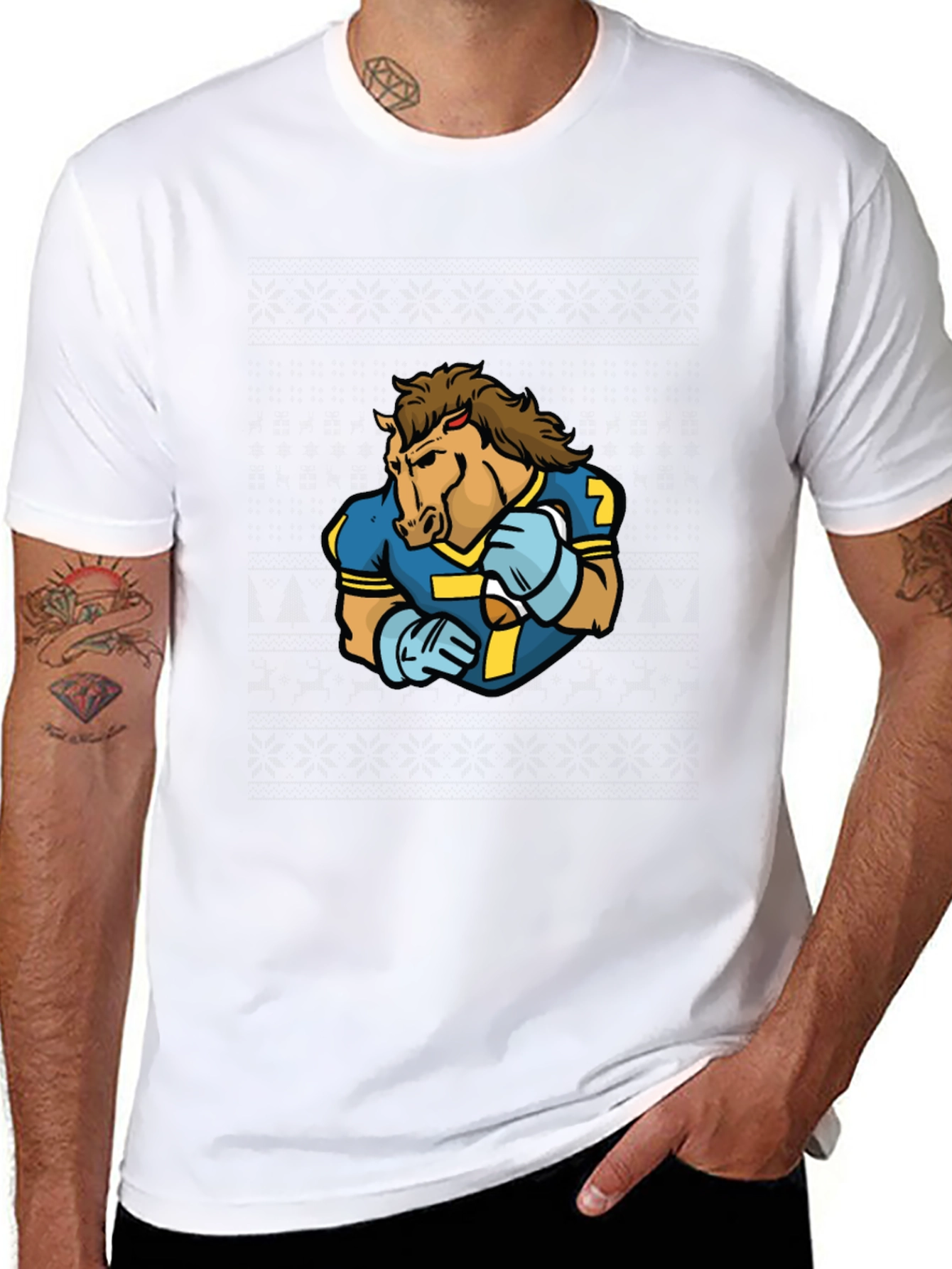 Horse Football Player Graphic T-Shirt