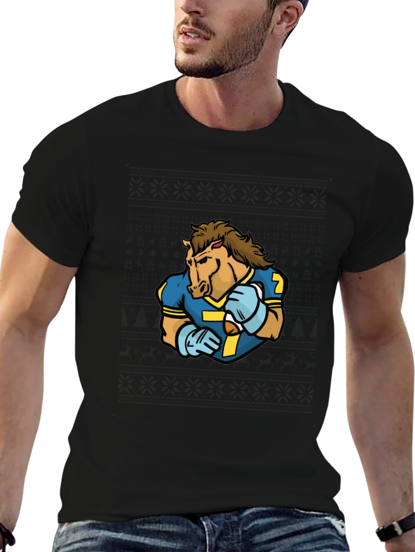 Horse Football Player Graphic T-Shirt