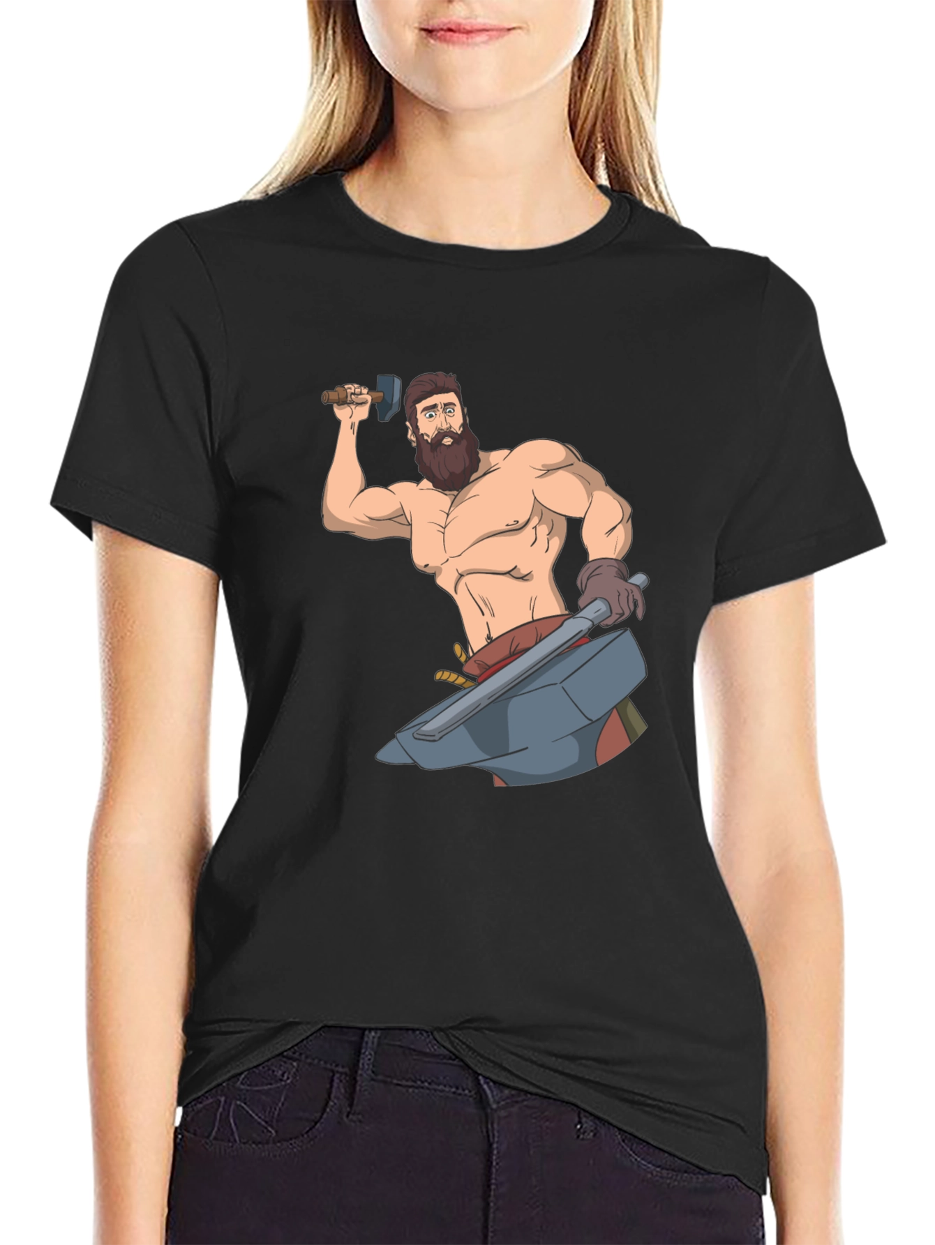 Blacksmith Cartoon Graphic T-Shirt