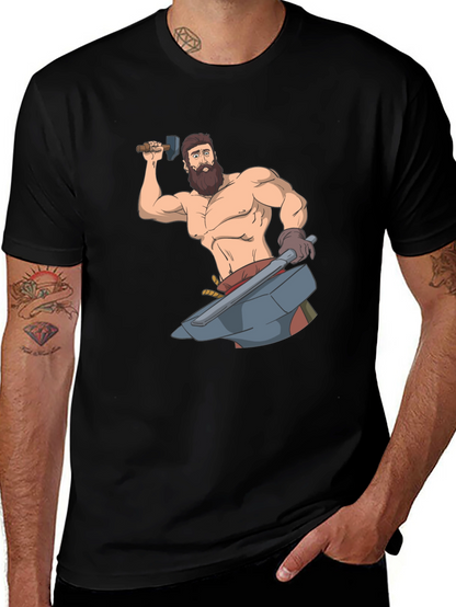 Blacksmith Cartoon Graphic T-Shirt