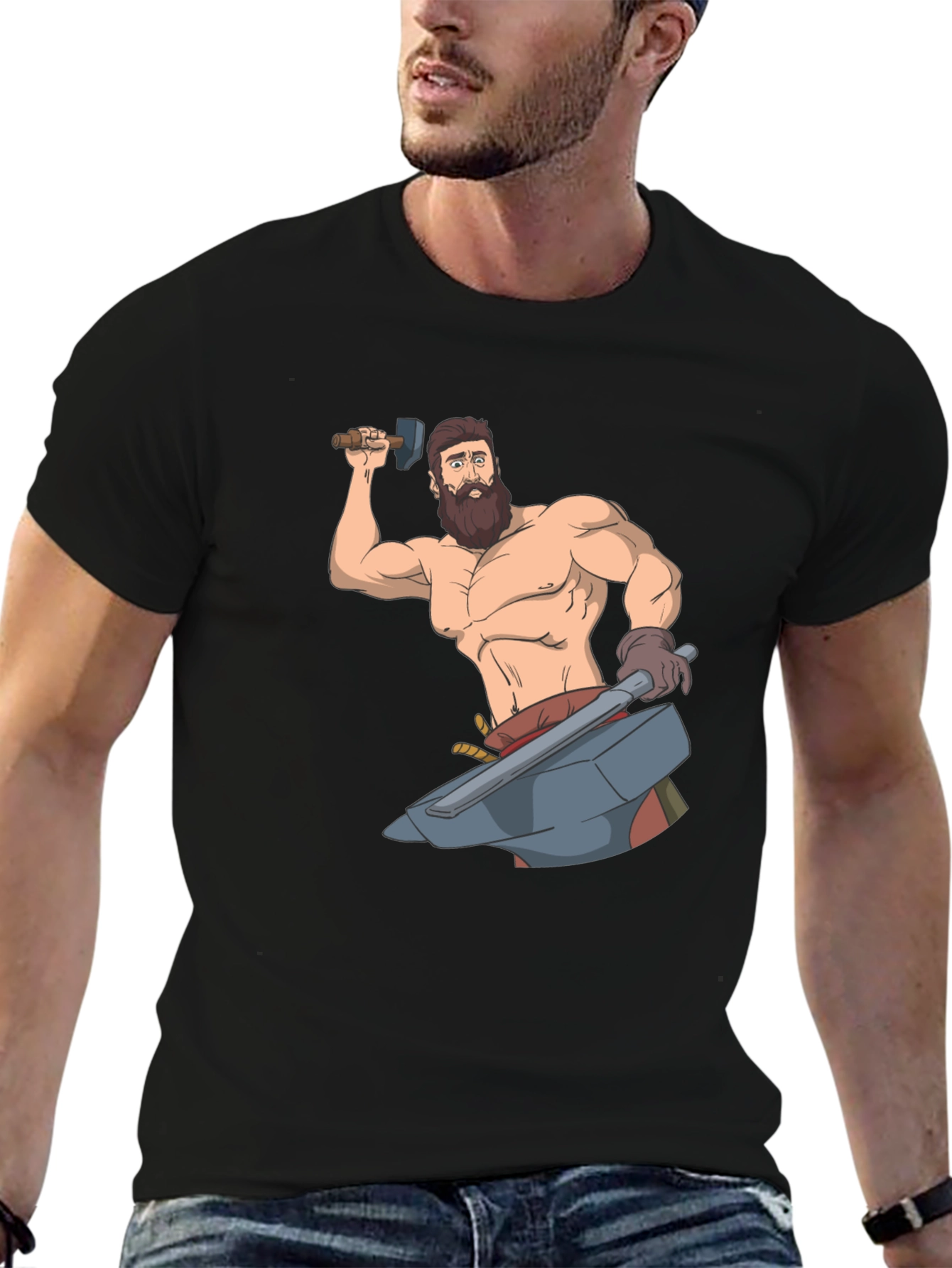 Blacksmith Cartoon Graphic T-Shirt
