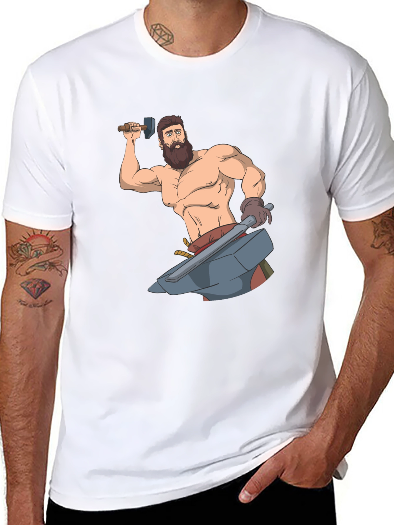 Blacksmith Cartoon Graphic T-Shirt