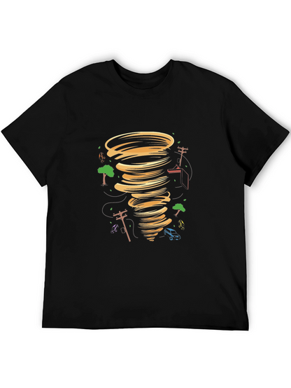 Tornado Graphic Tee - Black Cotton Blend T-Shirt