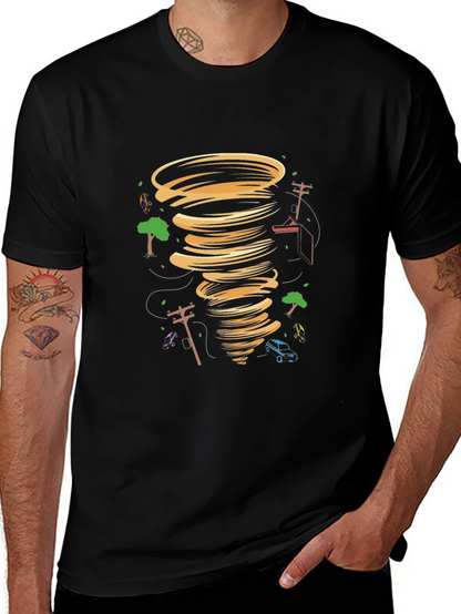 Tornado Graphic Tee - Black Cotton Blend T-Shirt