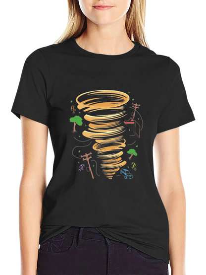 Tornado Graphic Tee - Black Cotton Blend T-Shirt