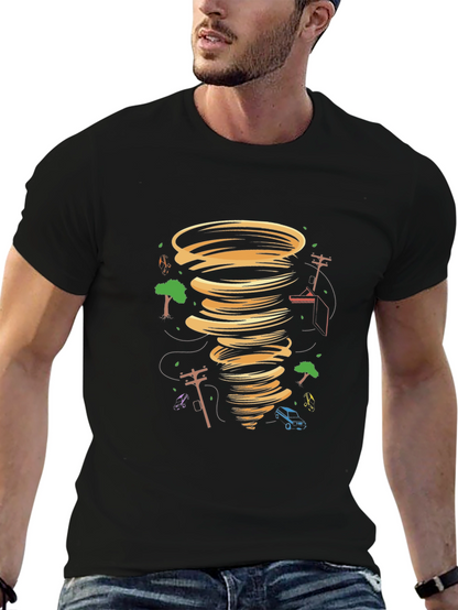 Tornado Graphic Tee - Black Cotton Blend T-Shirt