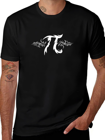 Tribal Pi Symbol Black T-Shirt