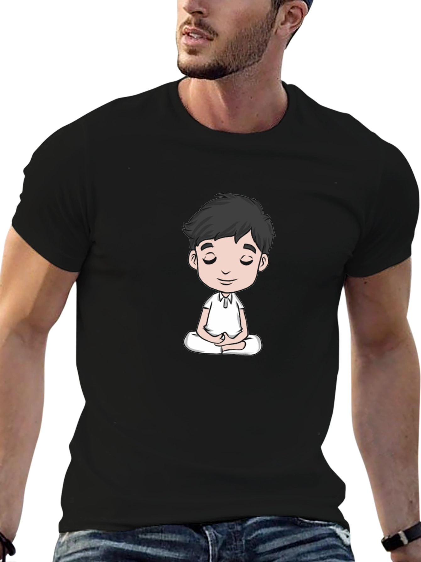 Meditating Man Black T-Shirt