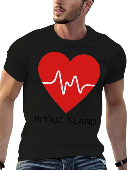 Rhode Island Heartbeat Graphic Tee - Black