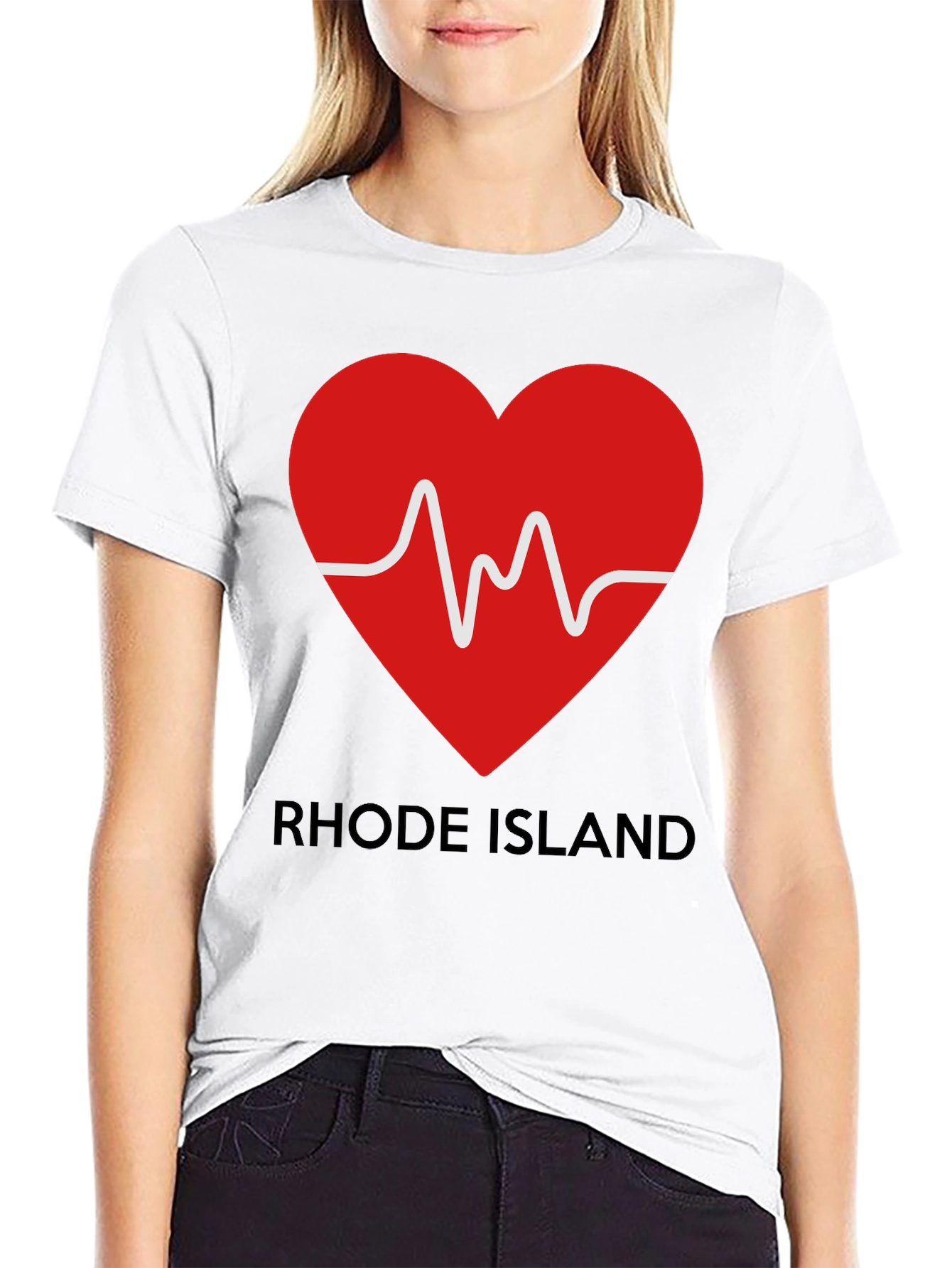 Rhode Island Heartbeat Graphic Tee - Black