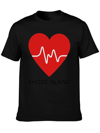 Rhode Island Heartbeat Graphic Tee - Black