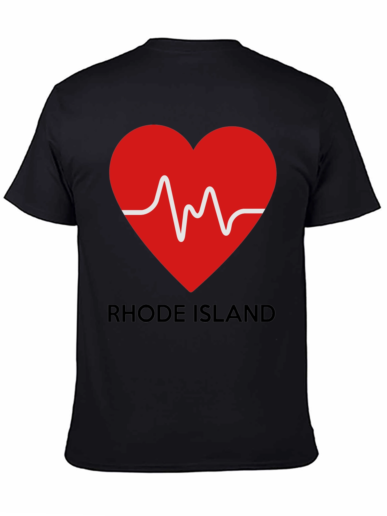 Rhode Island Heartbeat Graphic Tee - Black