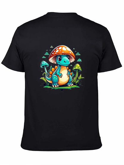 Mushroom Dino Graphic Tee - Cute Cartoon T-Shirt