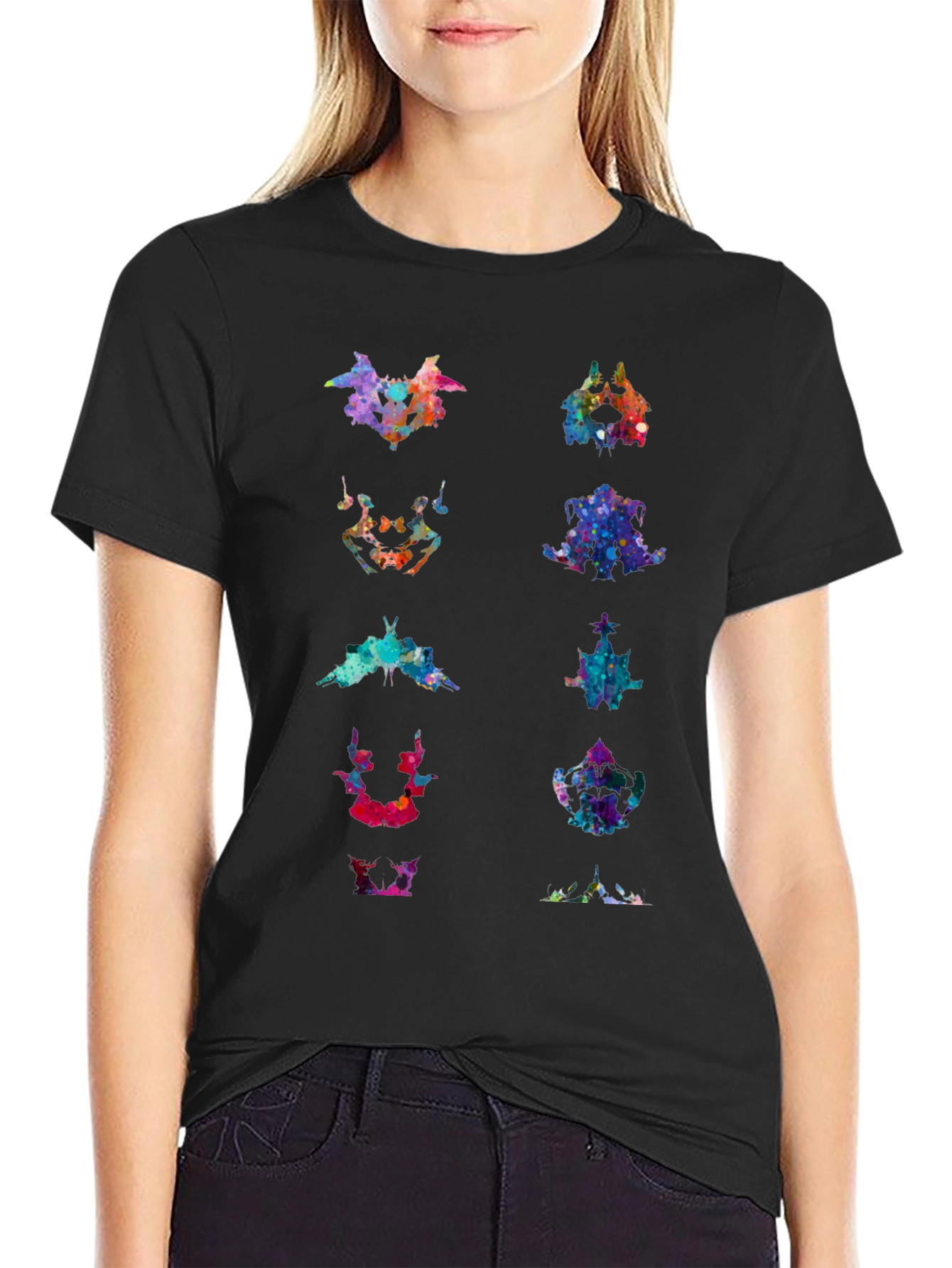 Rorschach Inkblot Art Print Black T-Shirt