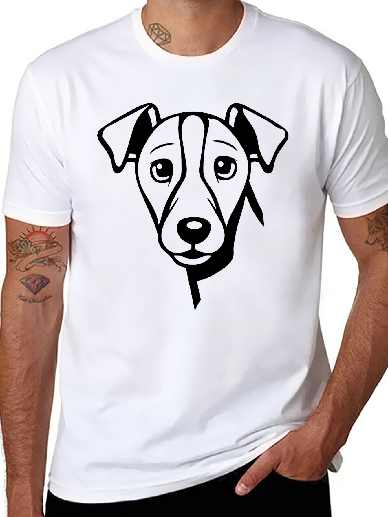 Dog Graphic Print Crew Neck T-Shirt