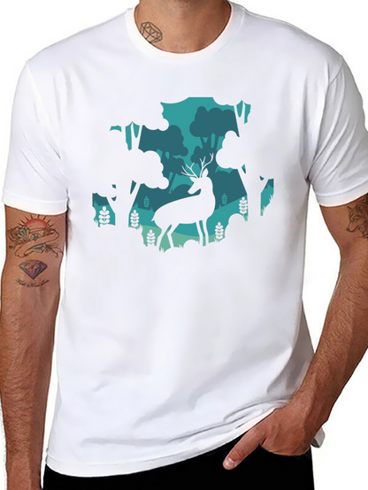 Deer in Forest Graphic Tee - Black