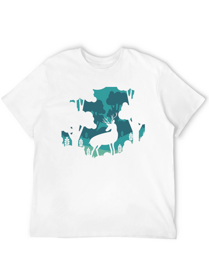 Deer in Forest Graphic Tee - Black