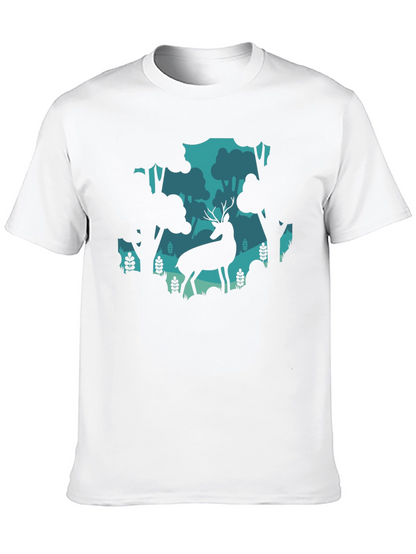 Deer in Forest Graphic Tee - Black