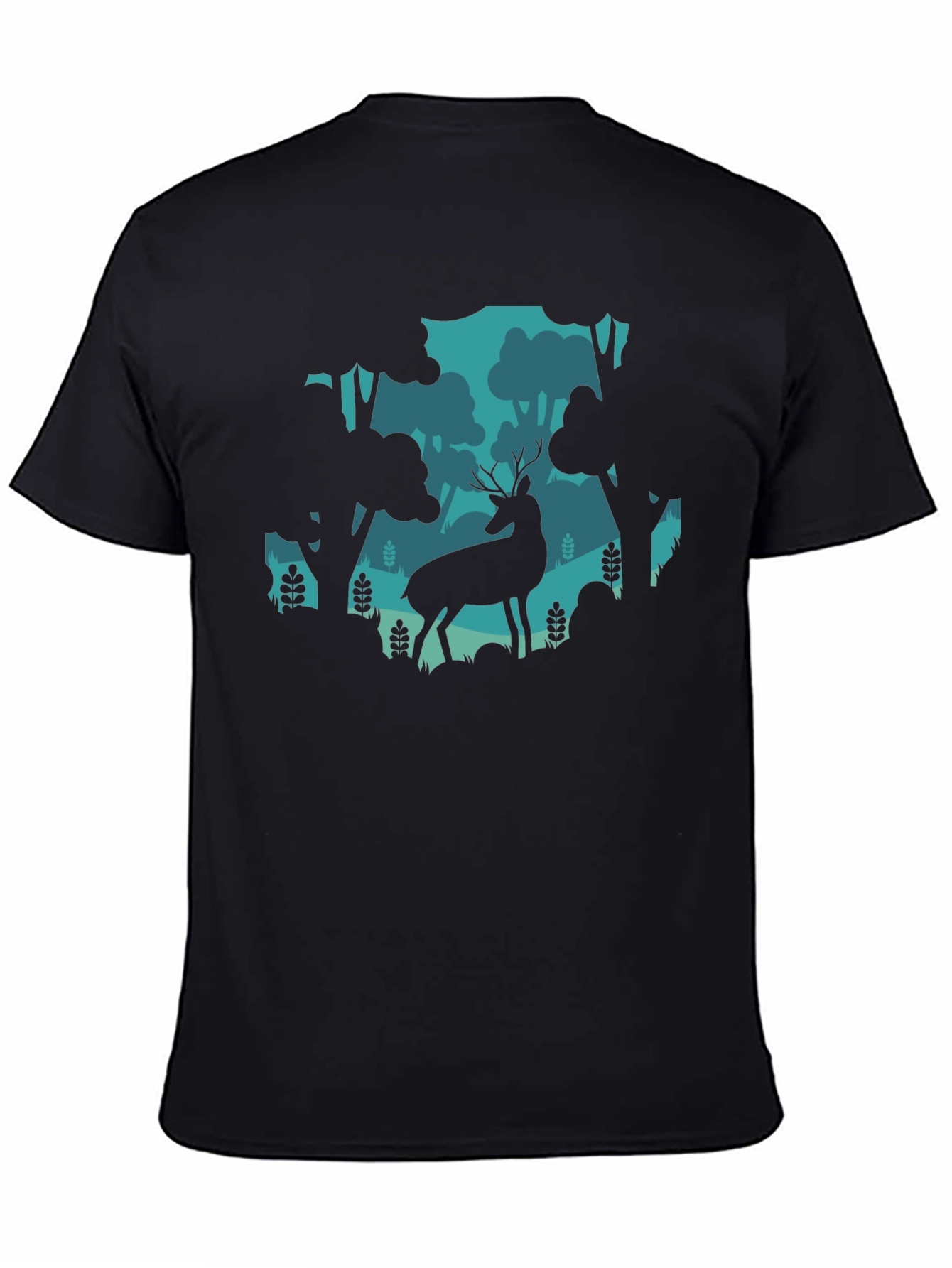 Deer in Forest Graphic Tee - Black
