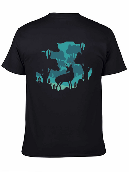 Deer in Forest Graphic Tee - Black