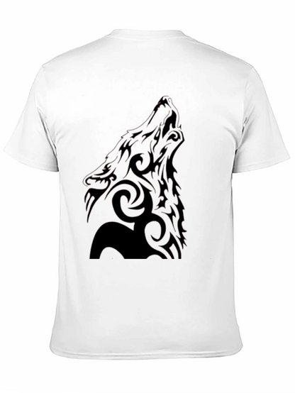 Tribal Wolf Graphic Black T-Shirt