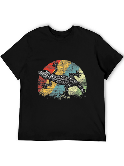 Retro Gecko Graphic Tee - Mens Black T-Shirt