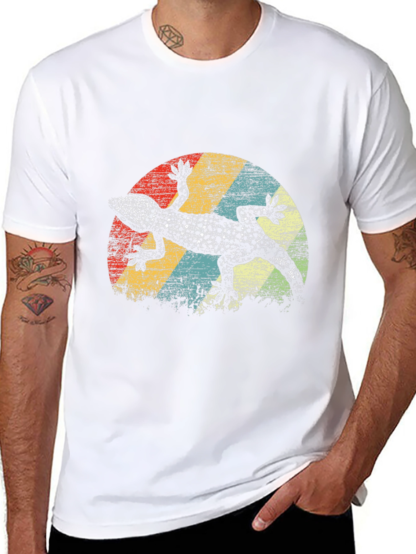 Retro Gecko Graphic Tee - Mens Black T-Shirt