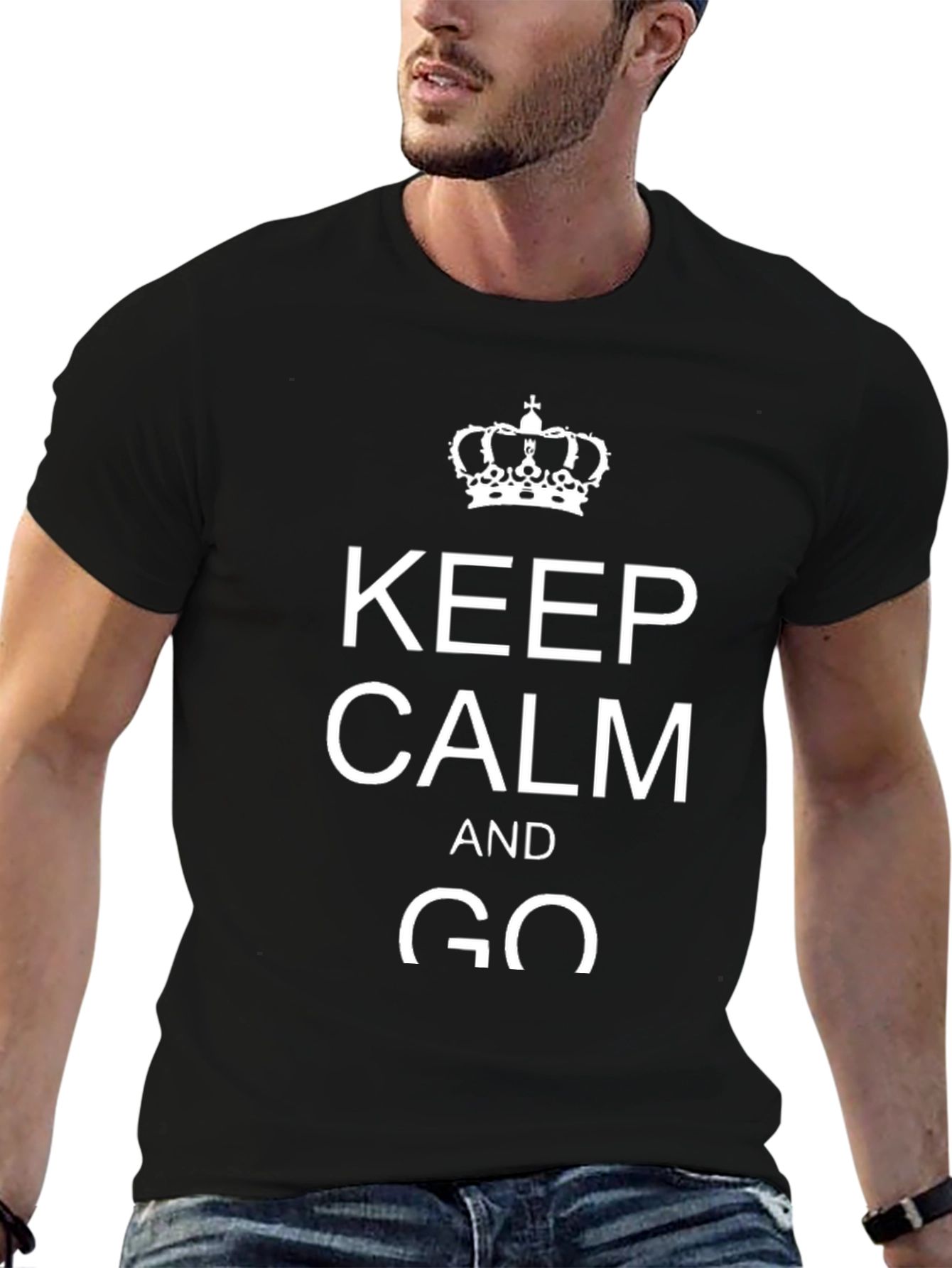 Keep Calm and Go Graphic Tee - Black