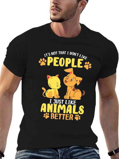 Animal Lovers Black T-Shirt: People vs. Pets