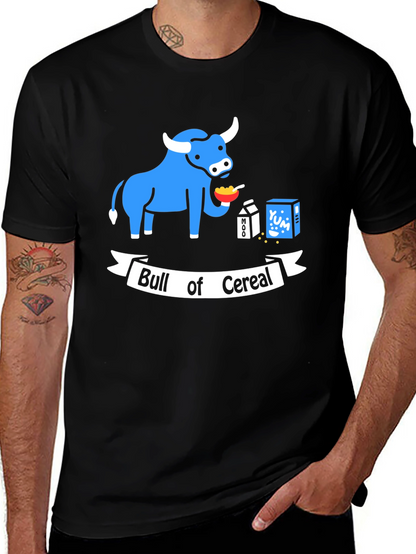 Bull of Cereal T-Shirt: Funny Cartoon Graphic Tee