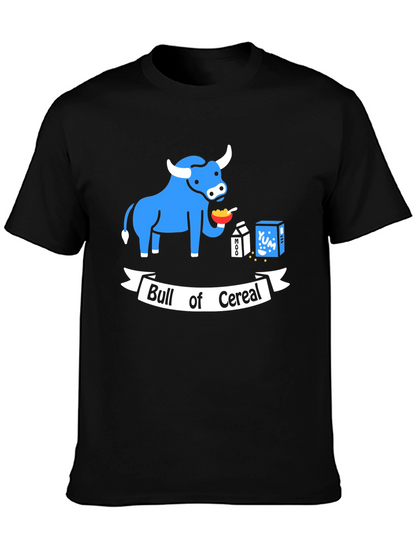 Bull of Cereal T-Shirt: Funny Cartoon Graphic Tee