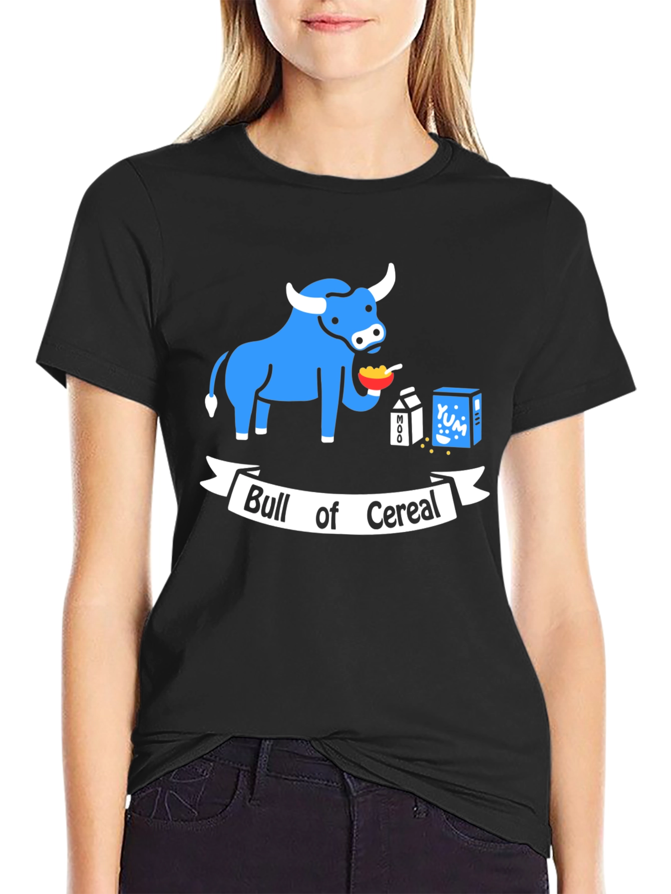 Bull of Cereal T-Shirt: Funny Cartoon Graphic Tee