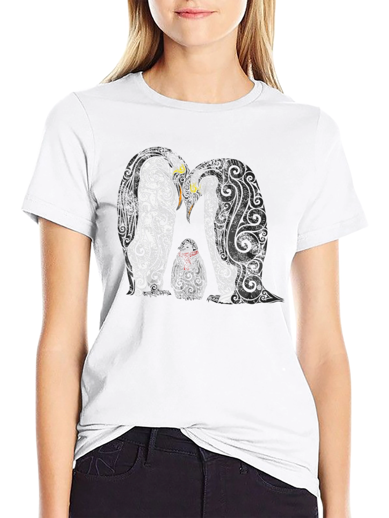 Penguin Family Graphic Tee - Black